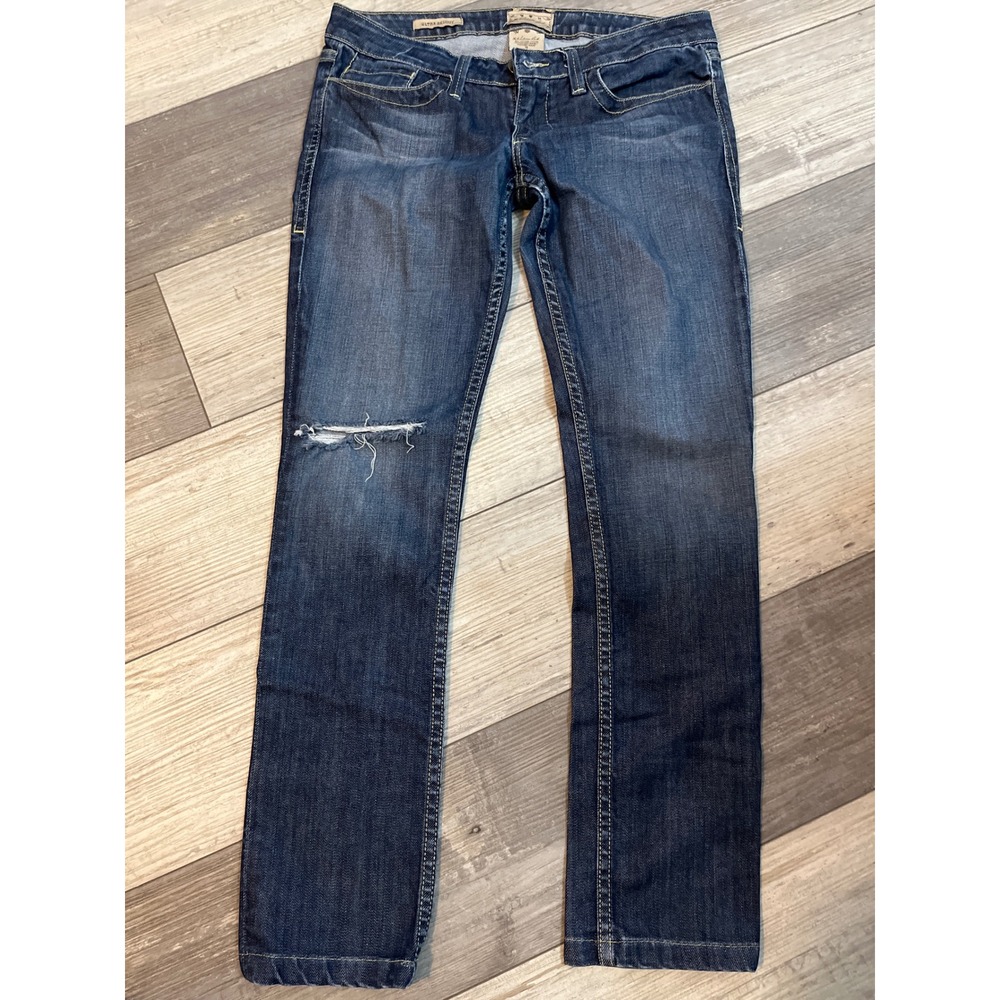 William Rast Ultra Skinny Blue Denim Jeans Women Size 30 Distressed Knee